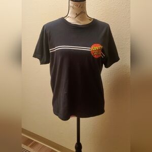 Santa Cruz Skateboards Black Tee with Red Logo